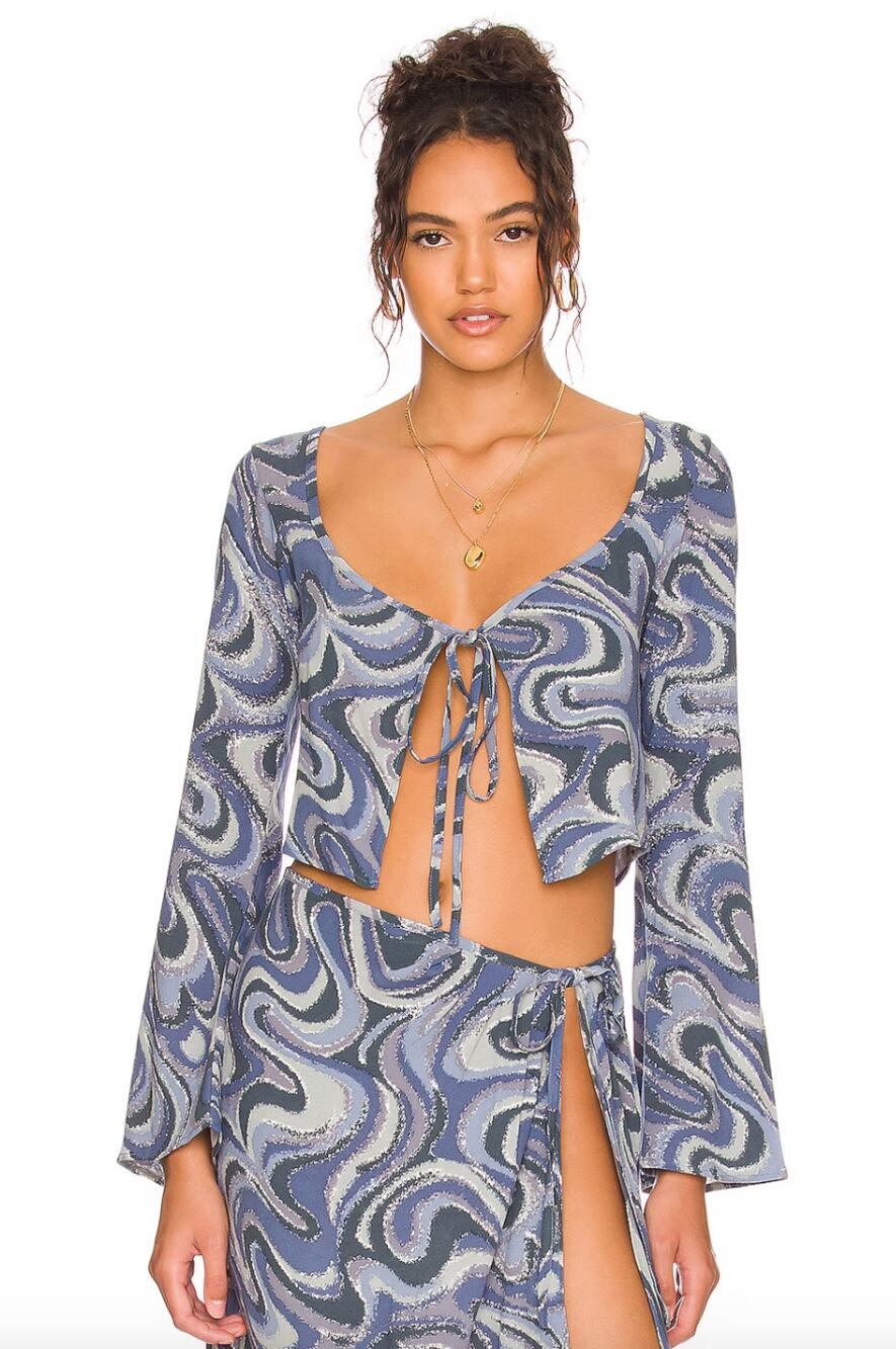 Indah India Blouse in Imagine Blue Small Medium